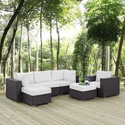 Modway Convene 4 - Person Patio Conversation Set With Cushions In Espresso White