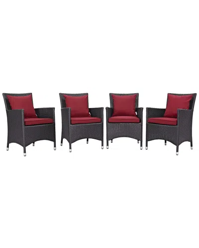 Modway Convene 4-piece Outdoor Patio Dining Set In Brown