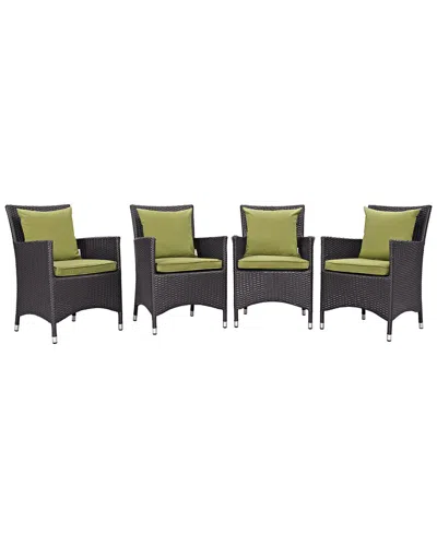 Modway Convene 4-piece Outdoor Patio Dining Set In Brown