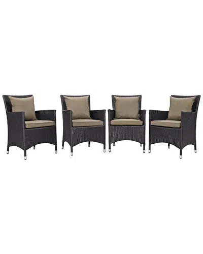 Modway Convene 4-piece Outdoor Patio Dining Set In Brown