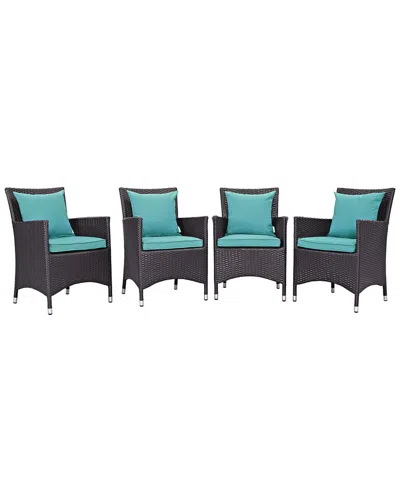 Modway Convene 4-piece Outdoor Patio Dining Set In Brown