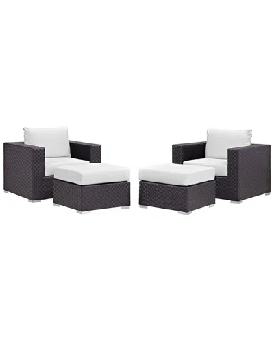 Modway Convene 4-piece Outdoor Patio Sectional Set In Brown