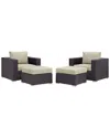 Modway Convene 5-piece Outdoor Patio Sectional Set In Brown