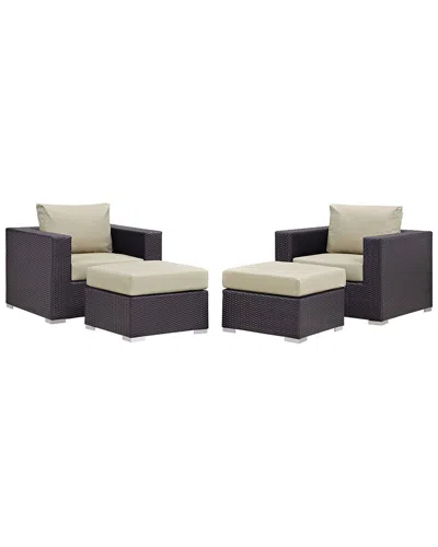 Modway Convene 5-piece Outdoor Patio Sectional Set In Brown