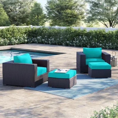Modway Convene 4 Piece Outdoor Patio Sectional Set In Turquoise
