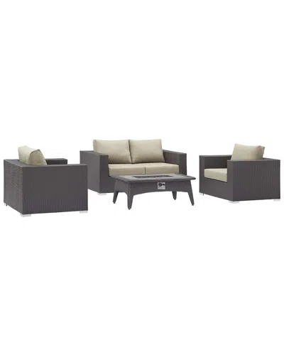Modway Convene 4pc Set Outdoor Patio With Fire Pit In Black