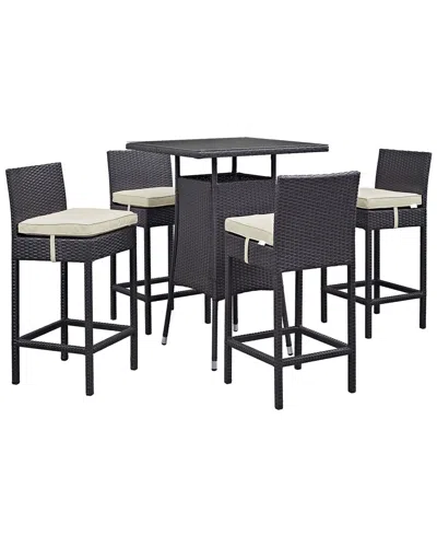 Modway Convene 5-piece Outdoor Patio Pub Set In Brown