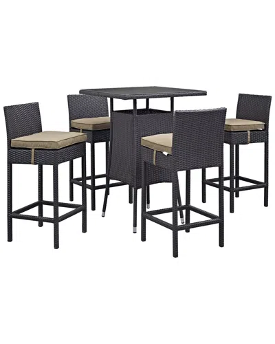 Modway Convene 5-piece Outdoor Patio Pub Set In Brown
