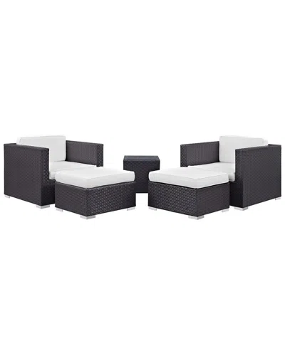 Modway Convene 5-piece Outdoor Patio Sectional Set In Brown
