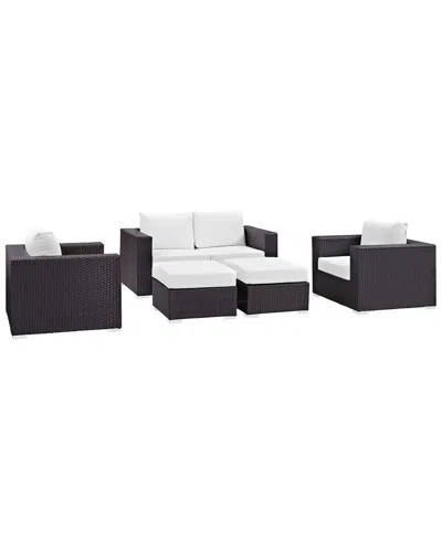 Modway Convene 5-piece Outdoor Patio Sofa Set In Brown