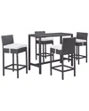 Modway Convene 5pc Outdoor Patio Wicker Rattan Pub In Gray