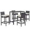 Modway Convene 5pc Outdoor Patio Wicker Rattan Pub In Multi