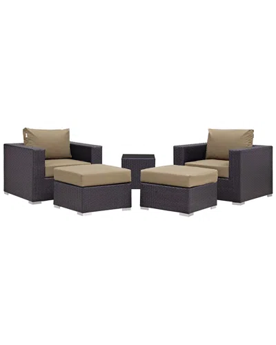 Modway Convene 5-piece Outdoor Patio Sectional Set In Black