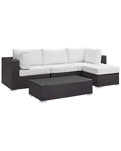 Modway Convene 5-piece Outdoor Patio Sectional Set In Black