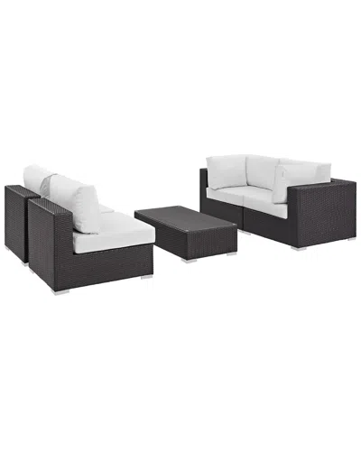 Modway Convene 5-piece Outdoor Patio Sectional Set In Black