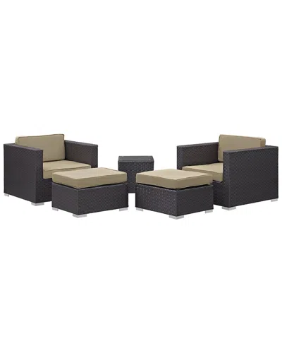 Modway Convene 5-piece Outdoor Patio Sectional Set In Gray