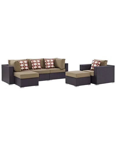 Modway Convene 6pc Outdoor Patio Wicker Rattan Sectional In Black