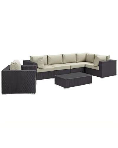 Modway Convene 7-piece Outdoor Patio Sectional Set In Black