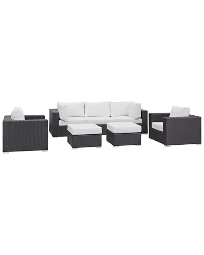 Modway Convene 7-piece Outdoor Patio Sectional Set In Brown