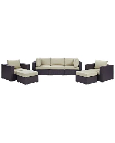 Modway Convene 7pc Outdoor Patio Wicker Rattan Sec In White