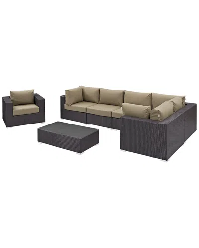 Modway Convene 7-piece Outdoor Patio Sectional Set In Black