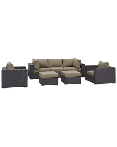 Modway Convene 7-piece Outdoor Patio Sectional Set In Green