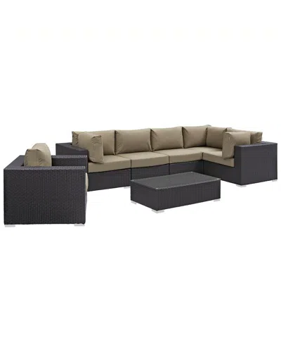 Modway Convene 7-piece Outdoor Patio Sectional Set In Brown
