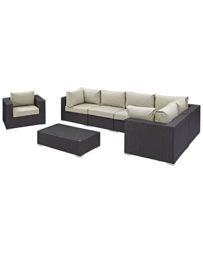 Modway Convene 7-piece Outdoor Patio Sectional Set In Brown
