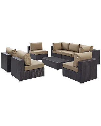 Modway Convene 8-piece Outdoor Patio Sectional Set In Brown