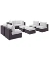 Modway Convene 8pc Outdoor Patio Wicker Rattan Sec In White