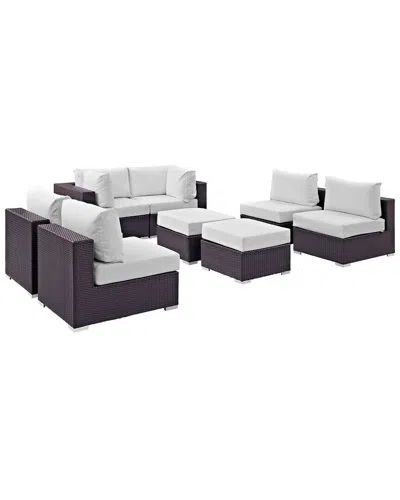 Modway Convene 8pc Outdoor Patio Wicker Rattan Sec In White