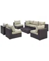 Modway Convene 8pc Outdoor Patio Wicker Rattan Sec In Multi