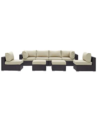 Modway Convene 8pc Outdoor Patio Wicker Rattan Sec In White