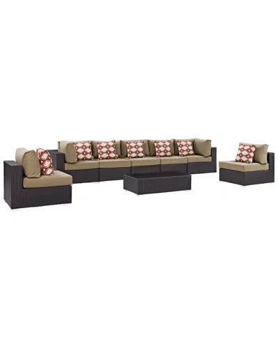 Modway Convene 8pc Outdoor Patio Wicker Rattan Sectional In Black