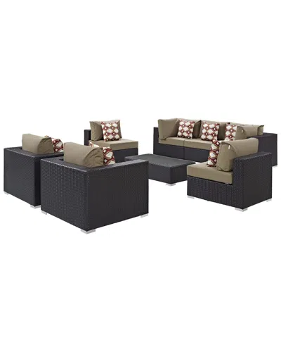Modway Convene 8pc Outdoor Patio Wicker Rattan Sectional In Black