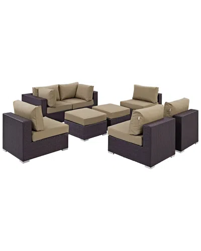 Modway Convene 8-piece Outdoor Patio Sectional Set In Brown