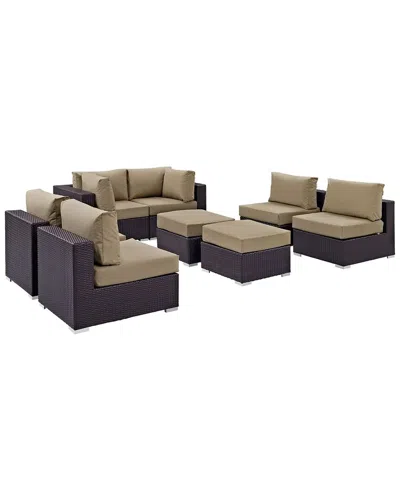 Modway Convene 8-piece Outdoor Patio Sectional Set In Brown