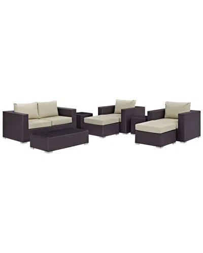 Modway Convene 8-piece Outdoor Patio Sofa Set In Black