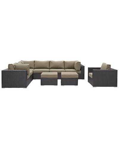 Modway Convene 9-piece Outdoor Patio Sectional Set In Brown