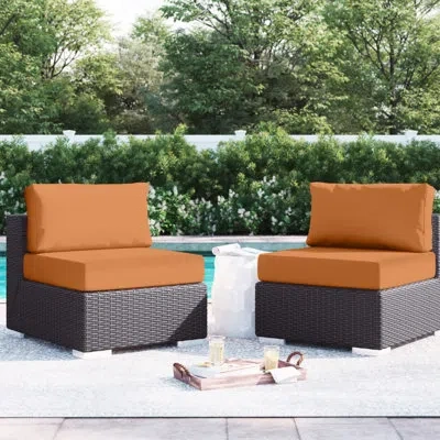 Modway Convene Armless Patio Chair With Cushions In Orange