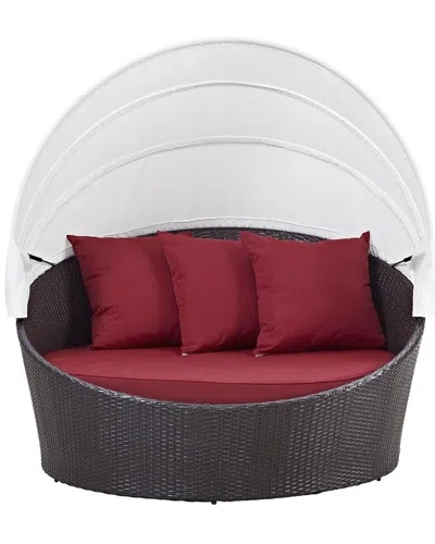 Modway Convene Canopy Outdoor Patio Wicker Rattan Daybed In Multi