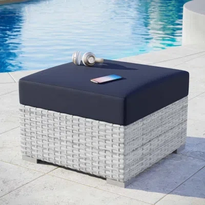 Modway Convene Outdoor Patio Ottoman In Navy
