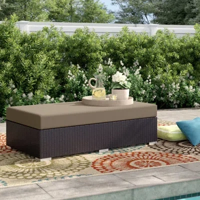 Modway Convene Rectangle Outdoor Ottoman With Cushion In Mocha