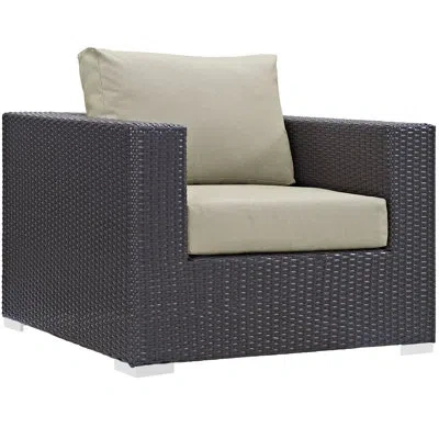 Modway Convene Wicker Rattan 5-piece Outdoor Patio Furniture Set In Espresso In Beige