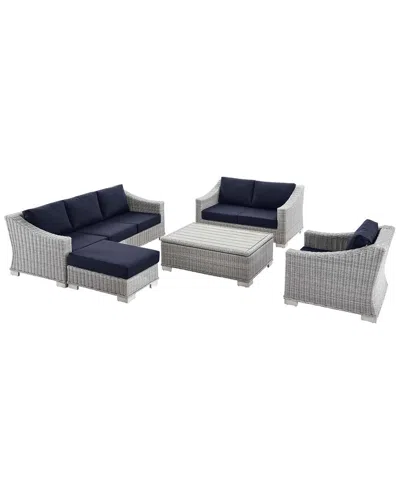 Modway Conway 5-piece Outdoor Patio Rattan Furniture Set In Gray