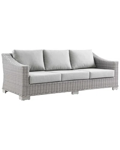 Modway Conway Outdoor Patio Rattan Sofa In Gray