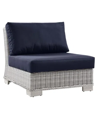 Modway Conway Outdoor Patio Wicker Rattan Armless Chair In Blue