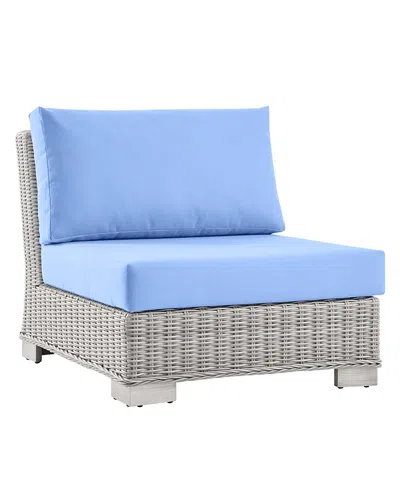 Modway Conway Outdoor Patio Wicker Rattan Armless Chair In Blue