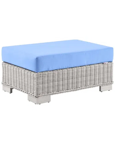 Modway Conway Outdoor Patio Wicker Rattan Ottoman In Grey