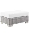 Modway Conway Outdoor Patio Wicker Rattan Ottoman In Grey